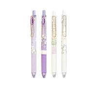 ZwaitL 4 bolígrafos de gel retráctiles con estampado de flores de 0,5 mm, tinta negra, agarre ergonómico con clip de metal para tomar notas, diario, juego de acción rápida