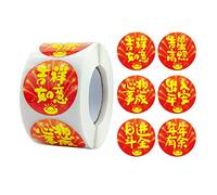 ZwaitL 500 unidades/rollo de calcomanías para festivales de primavera, bendición de Año Nuevo, 6 diseños diferentes, para sellar fiestas, para pequeñas empresas, sobres, tarros, botellas, paquetes