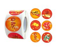 ZwaitL 500 unidades/rollo de calcomanías para festivales de primavera, bendición de Año Nuevo, 6 diseños diferentes, para sellar fiestas, para pequeñas empresas, sobres, tarros, botellas, paquetes