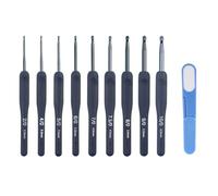ZwaitL 9 ganchos de ganchillo de 2 mm a 6 mm, agarre ergonómico suave, gancho de ganchillo de aluminio con tijeras y estuche para proyectos de tejer, aguja ergonómica para tejer