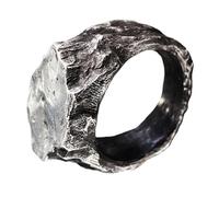 ZwaitL Anillos de aleación texturizada, vintage, inspirados en el aire libre, anillo de piedra único, unisex, regalo de aleación resistente