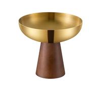 ZwaitL Base de madera y soporte para postres de acero inoxidable, elegante taza para servir para helado, ensalada de frutas y aperitivos, recipiente multiusos para postres