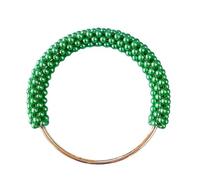 ZwaitL Bolsa redonda de repuesto con asa de perla, bolsa de ganchillo, hecha a mano, Green, Size: Approx. 11x12cm/4.33x4.72in