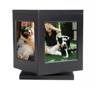 ZwaitL Caja de cremación de memoria para mascotas con marco de fotos giratorio de madera, ataúd funerario, decoración del hogar para varios recuerdos de mascotas, marco de fotos de perro