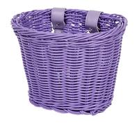 ZwaitL Cesta frontal tejida para bicicletas para niños, con cinturón de cuero ajustable, contenedor de almacenamiento para manubrio