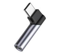 ZwaitL Convertidor USB tipo C a 3,5 mm que ahorra espacio, perfecto para juegos y transmisión multimedia, adaptador de 90 grados tipo C, enlace de sonido con chip