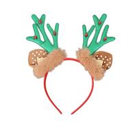 ZwaitL Diadema de reno ajustable con cuernos brillantes y accesorios ligeros para fiestas navideñas, diadema de cuernos de ciervo de Papá Noel