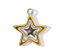 ZwaitL Elegante colgante de dos colores en forma de corazón con forma de estrella y abejas de mariposa de acero inoxidable, sofisticado, 11 diseños únicos para mujer, dos tonos, corazón, estrella