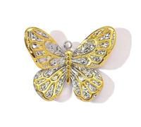 ZwaitL Elegante colgante de dos colores en forma de corazón con forma de estrella y abejas de mariposa de acero inoxidable, sofisticado, 11 diseños únicos para mujer, dos tonos, corazón, estrella