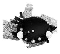 ZwaitL Elegante gorro con velo de flores, sombrero y guantes de moda salvaje para Navidad, Año Nuevo, Día de San Valentín, fiesta, pastillero, sombrero para mujer, juego de cóctel vintage con velo