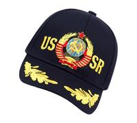 ZwaitL Gorra de algodón bordada con letras soviéticas retro con correa ajustable, béisbol de moda para uso diario, letra soviética ajustable, URSS negro, Talla única
