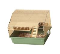 ZwaitL Jaula Transparente para Animales pequeños con casa de Madera, Escalera para Subir, Entretenimiento, Refugio de hábitat para Mascotas, hámsteres Enanos, Jaula para hámster y Ratones