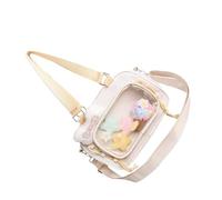 ZwaitL Práctica bolsa cruzada de PVC transparente con temática de anime, espaciosa, esencial para la escuela, organizada con correa ajustable, elegante, unisex japonesa, beige, One Size