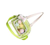 ZwaitL Práctica bolsa cruzada de PVC transparente con temática de anime, espaciosa, esencial para la escuela, organizada con correa ajustable, elegante, unisex japonesa, Green, One Size