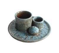 ZwaitL Quemadores de incienso de cerámica multiusos para incienso de madera Santo, conos y salvias con bandeja colectora de cenizas, bandeja colectora de cenizas de madera Santo