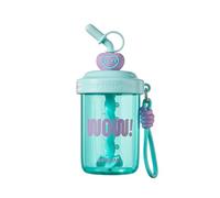 ZwaitL Vaso manual con popote agitador, tapa a prueba de fugas, mango de transporte ergonómico, botella resistente para entusiastas del aire libre, vasos de verano con pajita