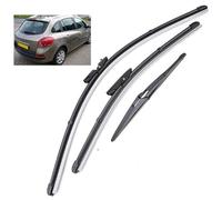 ZWBC Juego De Escobillas Limpiaparabrisas Delanteras Y Traseras para Renault Clio 312 24" 16" 12" 2008, Durable Parabrisas Ventana Lluvia Cepillos