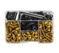 ZWBHNB Kit De 190 Tornillos para Carenado Motocicleta para Suzuki GN125 Completo, Arandelas Y Tuercas para Soporte Protección Kit Completo De Tornillos Carenado(Oro)