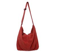 ZWCSHUU Bolso bandolera de pana gran capacidad, sencillo, color liso, for compras, bolso hombro reutilizable, for mujer y hombre Bolso De Pana(Red)