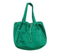 ZWCSHUU Bolso de mano pana suave estilo retro, gran capacidad, sencillo, tipo bandolera, con cordón, for mujer, bolsos compras Bolso De Pana(Green)