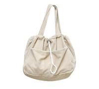ZWCSHUU Bolso de mano pana suave estilo retro, gran capacidad, sencillo, tipo bandolera, con cordón, for mujer, bolsos compras Bolso De Pana(Beige)