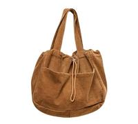 ZWCSHUU Bolso de mano pana suave estilo retro, gran capacidad, sencillo, tipo bandolera, con cordón, for mujer, bolsos compras Bolso De Pana(Brown)