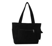 ZWCSHUU Bolso de pana for mujer, bolso compras, lona reutilizable, hombro, mano, gran capacidad for estudiantes universitarios Bolso De Pana(Black)