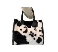 ZWCSHUU Bolso tote de felpa Bolso de mano felpa suave for mujer, bolso invierno con estampado leopardo, hombro mullido piel sintética for axilas(Black)