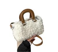ZWCSHUU Bolso tote de felpa Bolso de mano piel cordero moda for mujer, bolso bandolera invierno for(WHITE)