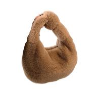 ZWCSHUU Bolso tote de felpa Bolso de mano piel sintética estilo sencillo con forma bola masa peluche, pequeño, for mujer(Coffee)