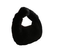 ZWCSHUU Bolso tote de felpa Bolso de mano piel sintética estilo sencillo con forma bola masa peluche, pequeño, for mujer(Black)