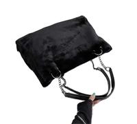 ZWCSHUU Bolso tote de felpa Bolso de mano piel sintética for mujer, bandolera felpa invierno, informal, con cadena, mayor capacidad(Black)