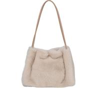 ZWCSHUU Bolso tote de felpa Bolso de mano piel sintética for mujer, tipo cubo, felpa, suave, for invierno, bandolera(Khaki)