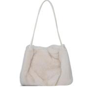 ZWCSHUU Bolso tote de felpa Bolso de mano piel sintética for mujer, tipo cubo, felpa, suave, for invierno, bandolera(Beige)