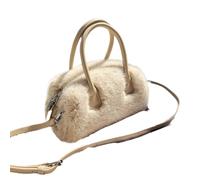 ZWCSHUU Bolso tote de felpa Bolso de mano piel sintética invierno, sencillo, color liso, suave, felpa, tipo bandolera, for mujer, con asa corta y esponjosa(APRICOT)