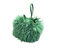 ZWCSHUU Bolso tote de felpa Bolsos de hombro felpa lana sintética for mujer, bolso tipo cubo con cordón piel for niñas, mano pelo for(Dark green)