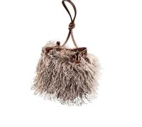 ZWCSHUU Bolso tote de felpa Bolsos de hombro felpa lana sintética for mujer, bolso tipo cubo con cordón piel for niñas, mano pelo for(Light Brown)