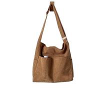 ZWCSHUU Bolsos de hombro pana for mujer, estilo informal, universitario, tipo shopper, con múltiples bolsillos, gran capacidad, bolsos mano Bolso De Pana(Brown)