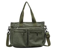 ZWCSHUU Bolsos de mano pana gran capacidad con cremallera for mujer, bolsos hombro, clásicos y concisos Bolso De Pana(Green)
