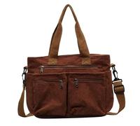 ZWCSHUU Bolsos de mano pana gran capacidad con cremallera for mujer, bolsos hombro, clásicos y concisos Bolso De Pana(Brown)
