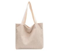 ZWCSHUU Bolsos de pana suave for mujer, bolsos hombro vintage informales gran capacidad, compras con cremallera for Bolso De Pana(White)
