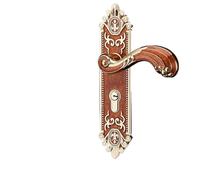 ZWCSHUU Cerraduras de puerta doradas con llaves, manija, cerradura entrada seguridad blanca, herrajes antirrobo silenciosos for Pomos de Puertas(Red Amber)