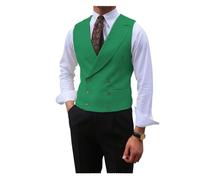 ZWCSHUU Chaleco Hombre Vestir Chaleco de hombre con solapa en pico, doble botonadura, chaqueta sin mangas, informal, negocios, chaleco delgado, vestido fiesta graduación y boda(Green,XXL)