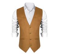 ZWCSHUU Chaleco Hombre Vestir Chaleco de hombre Vaquero Casual Motor Ciclismo Baile graduación Negro Marrón Slim Fit con cuello en V Ropa social for hombres(MJDJ0268,XL)