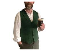 ZWCSHUU Chaleco Hombre Vestir Chaleco de traje for hombre, chaleco espiga, novio boda, Retro sin mangas for(Green,M)