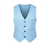 ZWCSHUU Chaleco Hombre Vestir Chaleco de traje for hombre, verano, ajustado, cintura, tanque sólido, negocios, ocio, fiesta, bar, banquete, vestido M-5XL(Light blue,XXL)