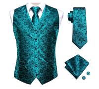 ZWCSHUU Chaleco Hombre Vestir Chaleco for hombre Conjuntos de gemelos ajustados sin mangas con cuello en V for Corbata fiesta(MJ-0038,3XL)