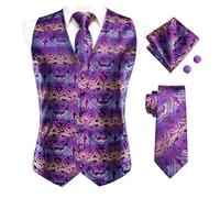 ZWCSHUU Chaleco Hombre Vestir Chaleco for hombre Conjuntos de gemelos ajustados sin mangas con cuello en V for Corbata fiesta(MJ-0027,2XL)