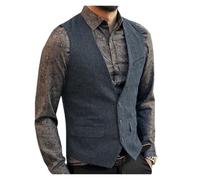 ZWCSHUU Chaleco Hombre Vestir Chalecos de traje con cuello en V profundo, chaleco madera espiga negocios Formal clásico, ajustado for hombre for boda(Color2,S)