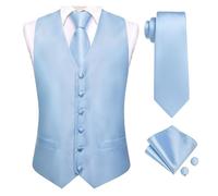 ZWCSHUU Chaleco Hombre Vestir Chalecos de traje seda lisa for hombre, chaleco tejido, corbata, bolsillo cuadrado, gemelos, vestido boda negocios, chaqueta cintura(MJ-3230,M)